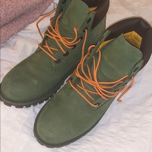 Green Timberland boots